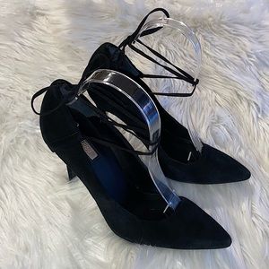 Guess black micro suede black size 8.5 lace up heels